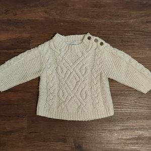 Gap Baby Boys Cream Thick Cable Knit Button Sweater 12-18 Months
